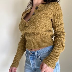 Free people crop mustard sweater